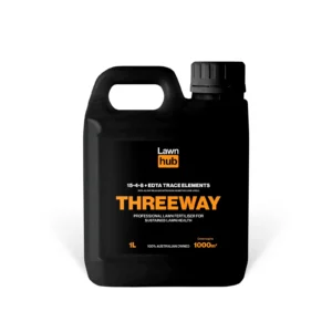 Lawn Hub Threeway Lawn Fertiliser 15-4-8 1 L pack at Cairns Mower City