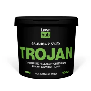 Lawn Hub Trojan Lawn Fertiliser 25-0-10 10 kg pack at Cairns Mower City